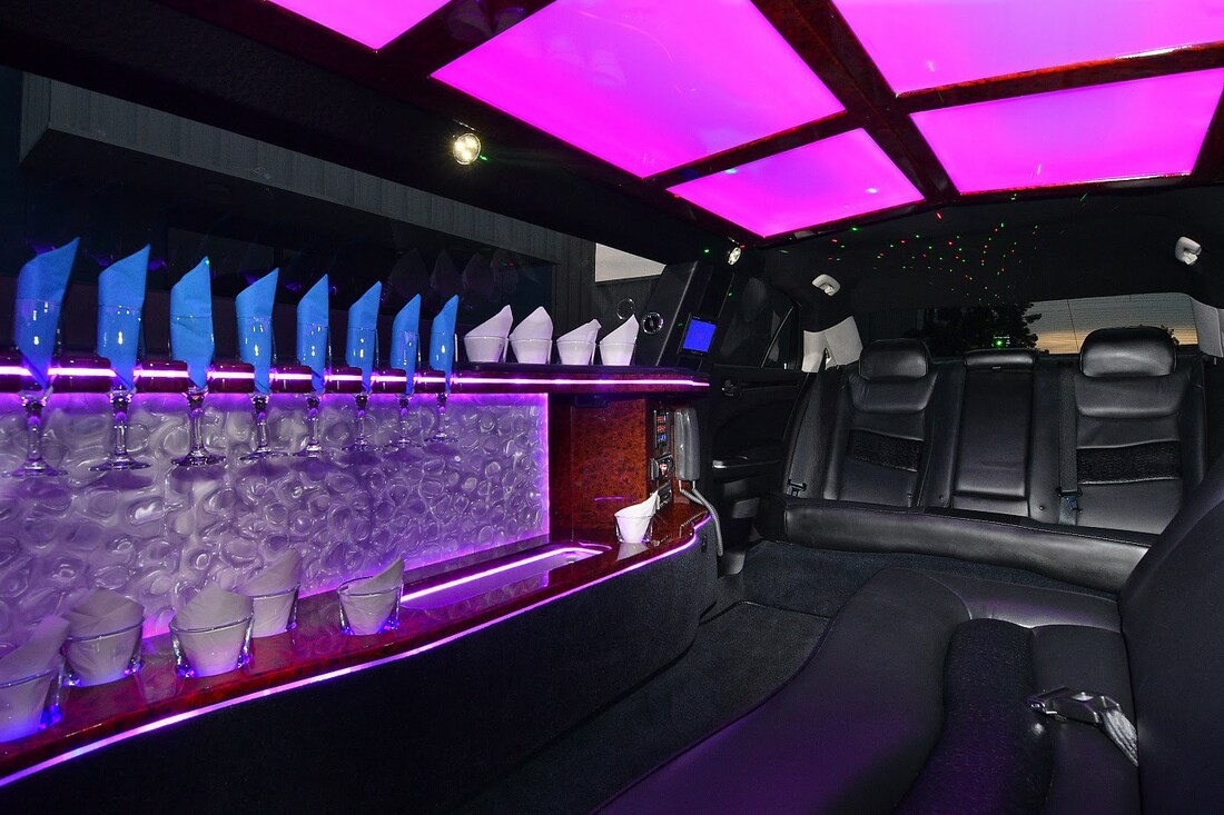 This is a picture of the bar area of a Parker Limo Service car in Parker, CO